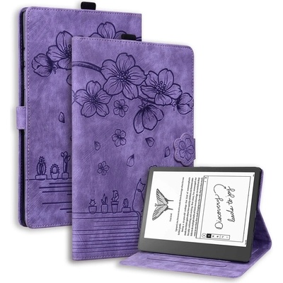Protemio ART FLOWER Zaklápacie puzdro Amazon Kindle Scribe 2022 75661 fialové