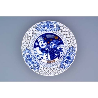 Cibulák Talíř závěsný prolamovaný výroční 2000 18cm Originál Český porcelán Dubí