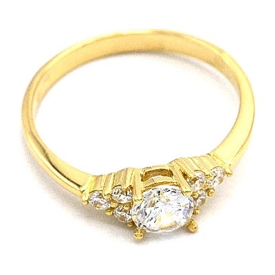 B&B Goldinvestic Zlatý zásnubní prsten se zirkony N3822