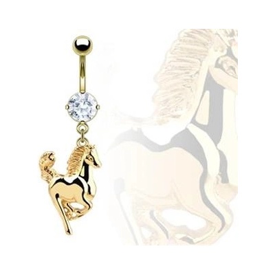 Šperky4U pozlacený piercing do pupíku s motivem koně WP01061