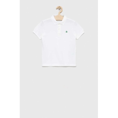Benetton Детска памучна тениска с яка United Colors of Benetton в бяло с изчистен дизайн (3089C300Q.G.NOS)
