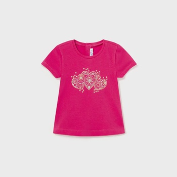 MAYORAL Тениска с къс ръкав basic в розово за бебе момиче със златни и сребристи глитери Майорал