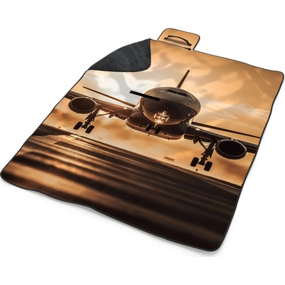 Sablio Plážová deka Letadlo přistávající při západu slunce 200x140 – Zboží Mobilmania