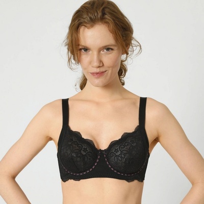 Zmenšujúca Ambato Confidence Lingerie z čipky a mikrovlákna s kosticami čierna