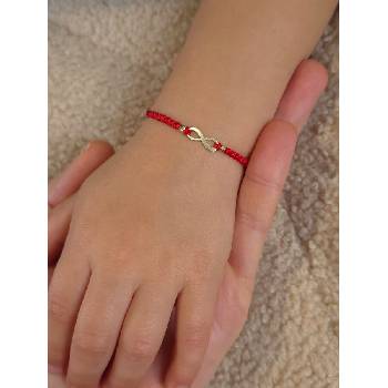 Детска гривна с червен конец и златна безкрайност (БЗГ 4)