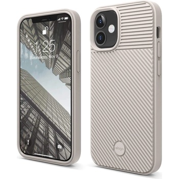 elago Cushion Case - удароустойчив силиконов (TPU) калъф за iPhone 12 mini (бежов)