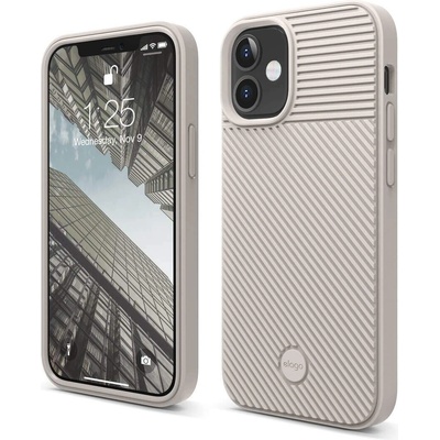 elago Cushion Case - удароустойчив силиконов (TPU) калъф за iPhone 12 mini (бежов)