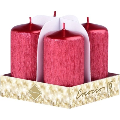 Emocio adventní válec 4ks 4 x 75 mm Drápané červené