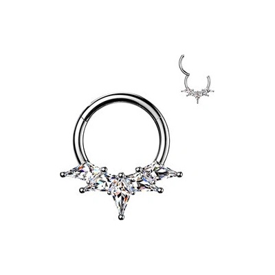 Šperky4U Piercing segment kruh TITAN s čirými zirkony TIT1757