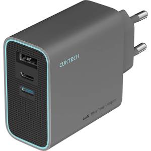 CUKTECH Зарядно за мрежа AD653C EU (CUKAD653EUGR) - 2x USB-C, 1x USB-A, Бързо зареждане, 65W, GaN Технология - Cuktech - Сив