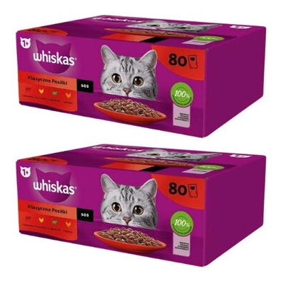 Whiskas Adult Classic Meals s hovězím kuřecím jehněčím drůbežím v omáčce 160 x 85 g