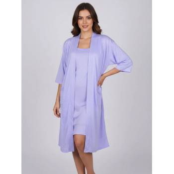 Комплект от халат и нощница в лилаво