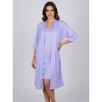Комплект от халат и нощница в лилаво