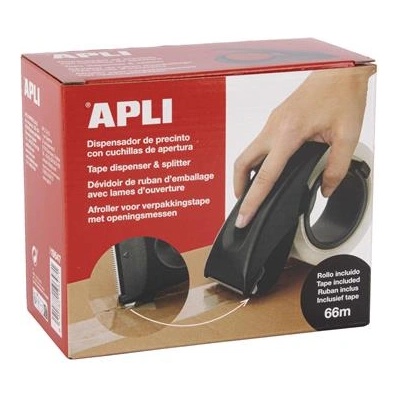 APLI Дозатор за опаковъчна лента с вградено острие, с опаковъчна лента, apli, черен 19647 (19647)