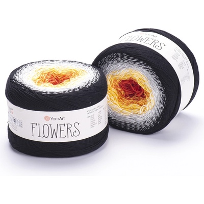 Yarn Art příze Flowers 259 cihlová, žlutá, šedá, černá