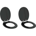 vidaXL Мека затваряща се тоалетна седалка 2 бр. Черен 44 x 38 см ПДЧ (3414530)