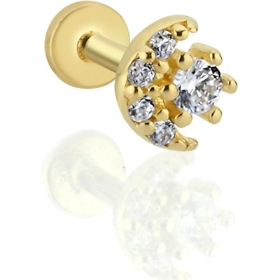 Lillian Vassago Zlatý piercing labreta měsíc a slunce se zirkony LLV92-GPI076LB