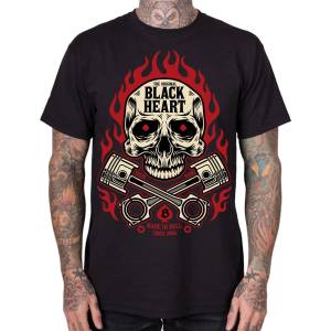 Black heart мъжка рокерска тениска BLACK HEART - FLAME SKULL - Black - 27643