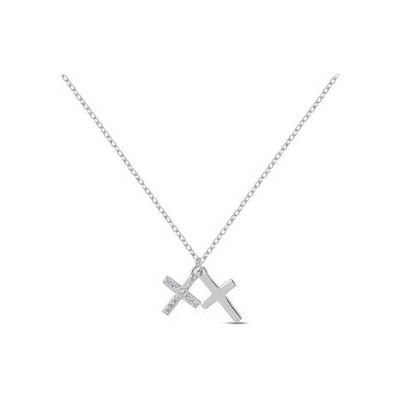 Nubis® Střibrný náhrdelník s křížky NB-2344