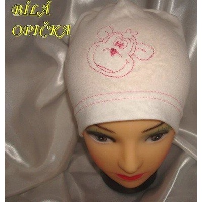 Betty Mode jarní/podzimní čepice bílá s opičkou dívčí