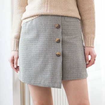 Sukňové šortky s kostkovaným vzorem béžová/čokoládová