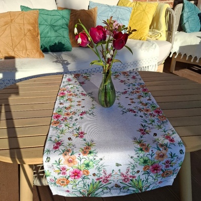 RAEBEL Kvietkový behúň šerpa 5684 bežová Polyester 40x140 cm