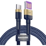 Baseus Кабел Baseus Cafule Quick Charge USB-C Cable (CATKLF-PV3), от USB A(м) към USB C(м), 1m, тъмносин (CATKLF-PV3 / 40789)