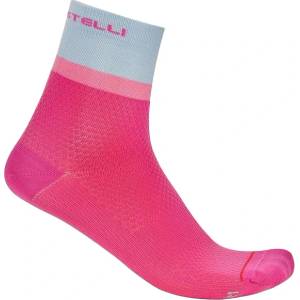 Castelli Дамски чорапи за колоездене Castelli Women's Tonal Logo 12 Sock Cycling socks - Violet Pink / Winter Sky-Rosa Gi - размер 35-38 (EU) (207-1179-0411)