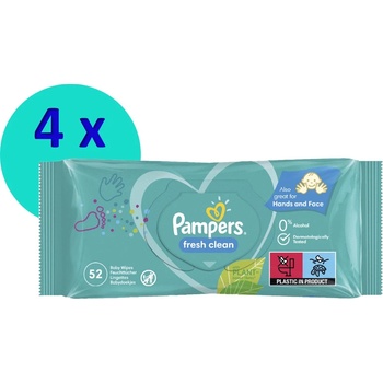 Pampers Fresh Clean vlhčené ubrousky pro děti 4 x 52 ks