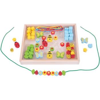 Bigjigs Toys Творчески комплект Bigjigs - Градина, с мъниста за нанизване (BJ635)