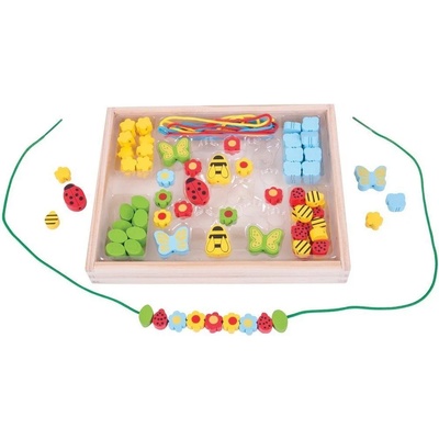 Bigjigs Toys Творчески комплект Bigjigs - Градина, с мъниста за нанизване (BJ635)