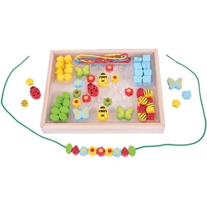 Bigjigs Toys Творчески комплект Bigjigs - Градина, с мъниста за нанизване (BJ635)