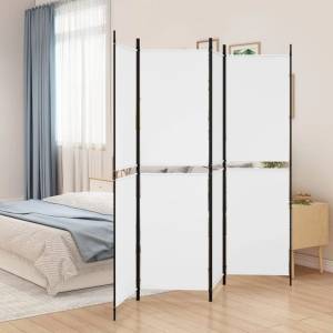 vidaXL Параван за стая, 4 панела, бял, 200x180 см, текстил (350214)