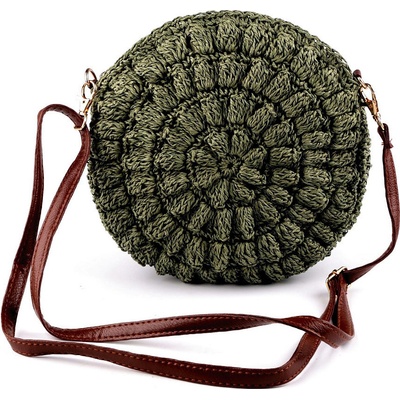 Prima-obchod Háčkovaná kabelka z rafie lýka se zipem crossbody 25 cm 2 ledově zelená