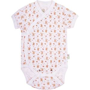 Bio Baby Боди с къс ръкав Bio Baby - органичен памук, 62 cm, 3-4 месеца, бяло-бежово (97220101) - baby