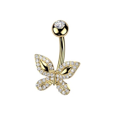 Šperky4U Zlacený piercing do pupíku motýlek WP0118-GD