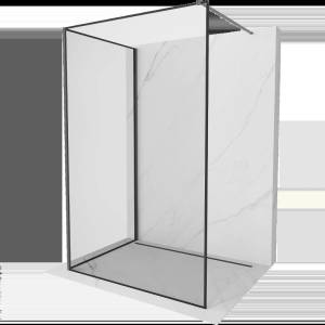 Mexen Kioto стена за душ тип Walk-in 130 x 70 см, черна рамка, gun metal - 800-130-212-95-70-070 (800-130-212-95-70-070)