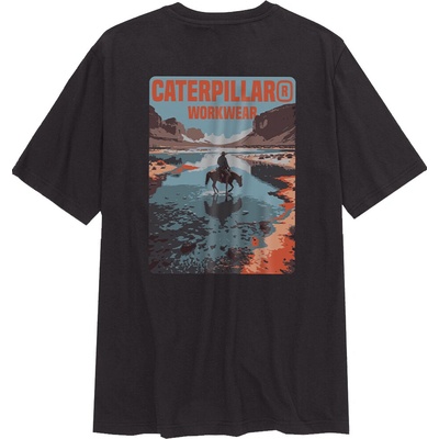 Caterpillar Cowboy černé pánské triko pohodlné moderní krásný potisk CAT
