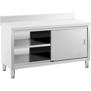 Royal Catering Работен шкаф от неръждаема стомана - 150 x 60 x 85 см - повдигнат - товароносимост 600 кг RCSSCB-150X60-E-B (RCSSCB-150X60-E-B)