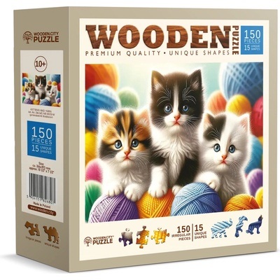 WOODEN CITY Drevené Mačiatka a klbká 150 dielov
