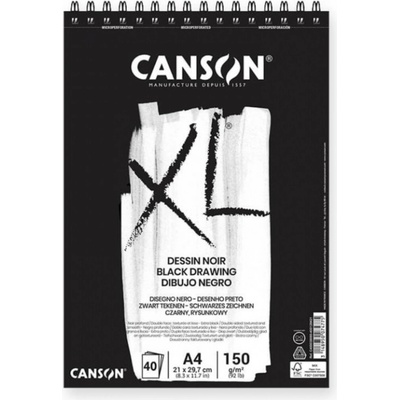Černý blok Canson XL Dessin Noir A4 150g 40 listů kroužek – Zboží Dáma