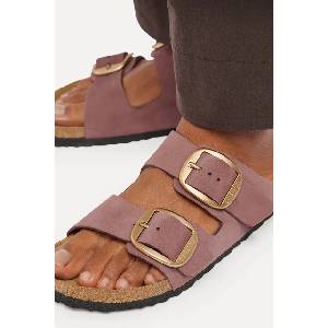 Birkenstock чехли дамски от набук Arizona Big Buckle Nubuck Leather