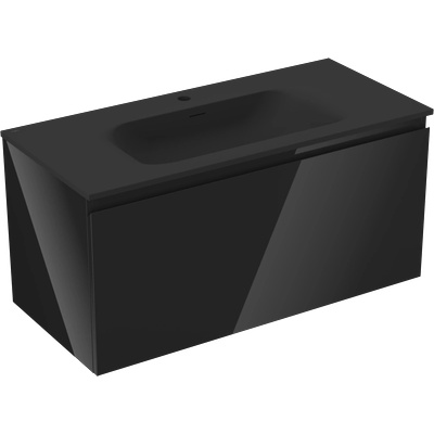 Mexen Orio шкаф за баня 100 см с мивка Vela, 1 чекмедже, черен гланц/черен мат - 91A10-10047-1-BF70-W23M71 (91A10-10047-1-BF70-W23M71)