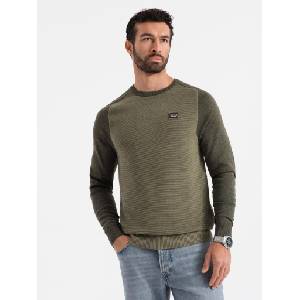 Ombre Clothing Мъжки трикотажен пуловер RELAXED FIT с десен зелен Ombre Clothing Ombre Clothing | Zelen | МЪЖЕ | L