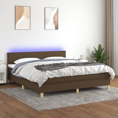 Petrashop 3133576 boxspring postel s matrací a LED tmavě hnědá textil