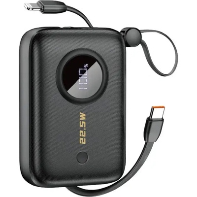 Dudao Преносима батерия Dudao K14, 10000mAh, с USB-C / Lightning кабели, черна (K14-Black)