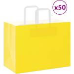 vidaXL Хартиени торбички 50 бр с дръжки жълти 32x17x25 см (4101999)