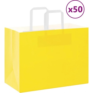 vidaXL Хартиени торбички 50 бр с дръжки жълти 32x17x25 см (4101999)