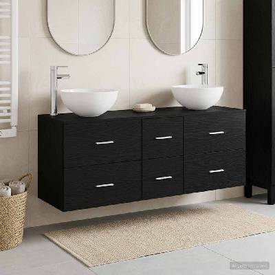 vidaXL Комплект шкафове за баня 3 бр. Черен дъб 49, 5 x 35 x 63 см (3405796)