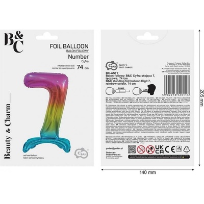 GODAN Balón foliový číslice DUHOVÁ na podstavci 74 cm 7
